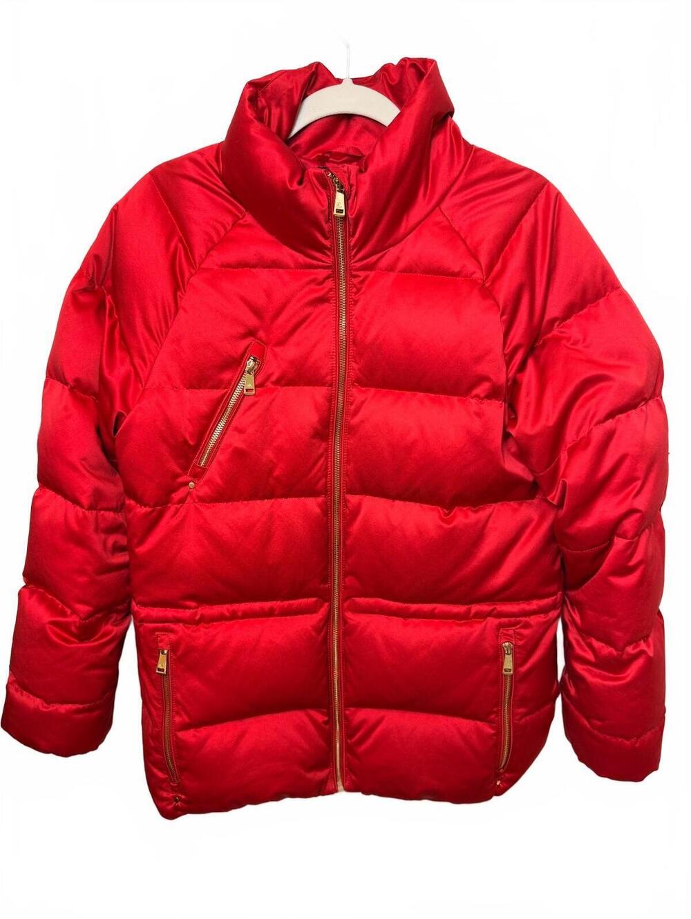 Lauren Ralph Lauren Women's Lipstick Red Satin Down Puffer Jacket, Size M